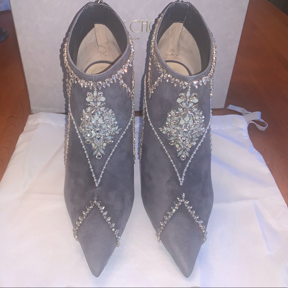 Jimmy Choo Beautifully  Embroider Gray Ankle Boots.  Originally $1800, Brand New